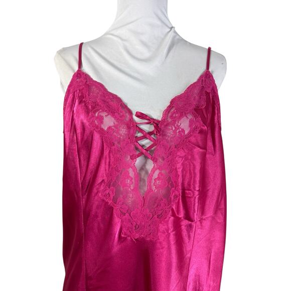 Vintage Y2K Pink Frederick's of Hollywood Slip Chemise Lingerie 2X - Picture 3 of 6
